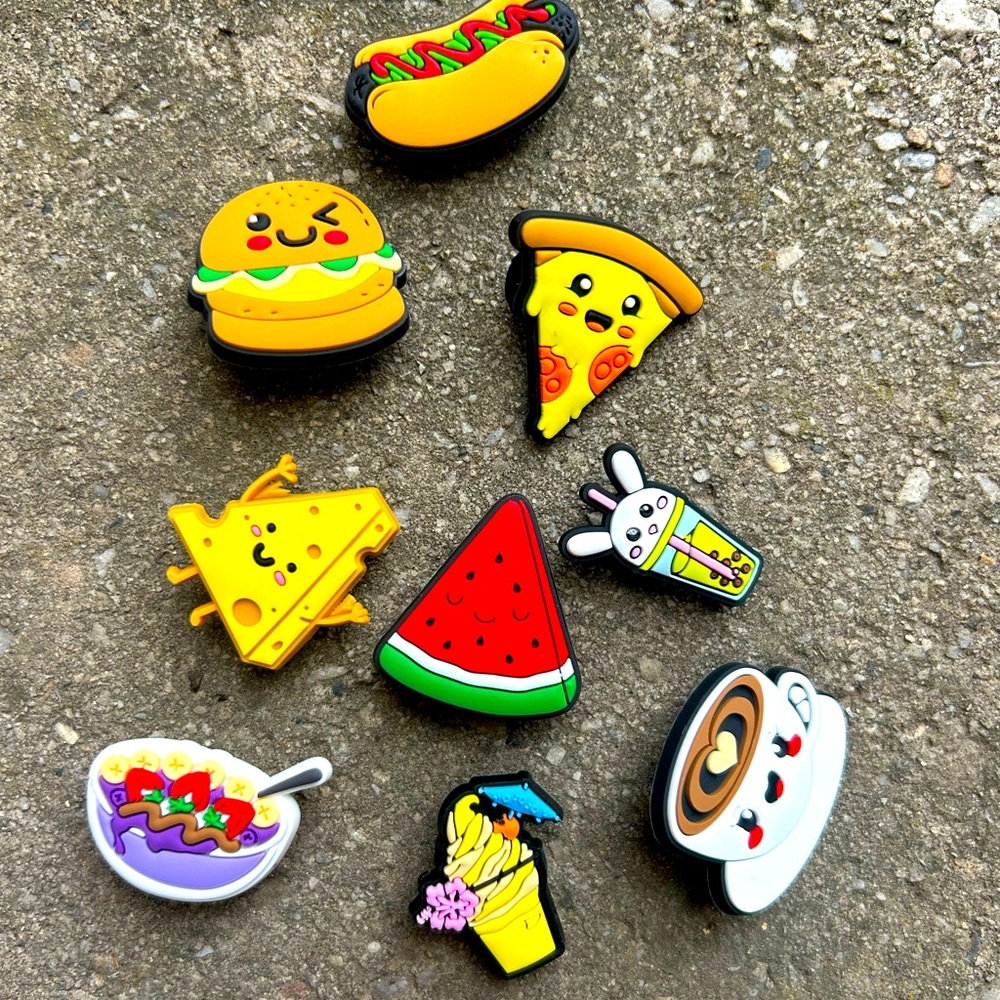 Kawaii Foodie Croc Charms – Bundle of 9 Cute Snacks & Sips